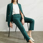 Damen Zweireihiger Anzug, Mantel Hohe Taille Solide Kurz & lange Hose