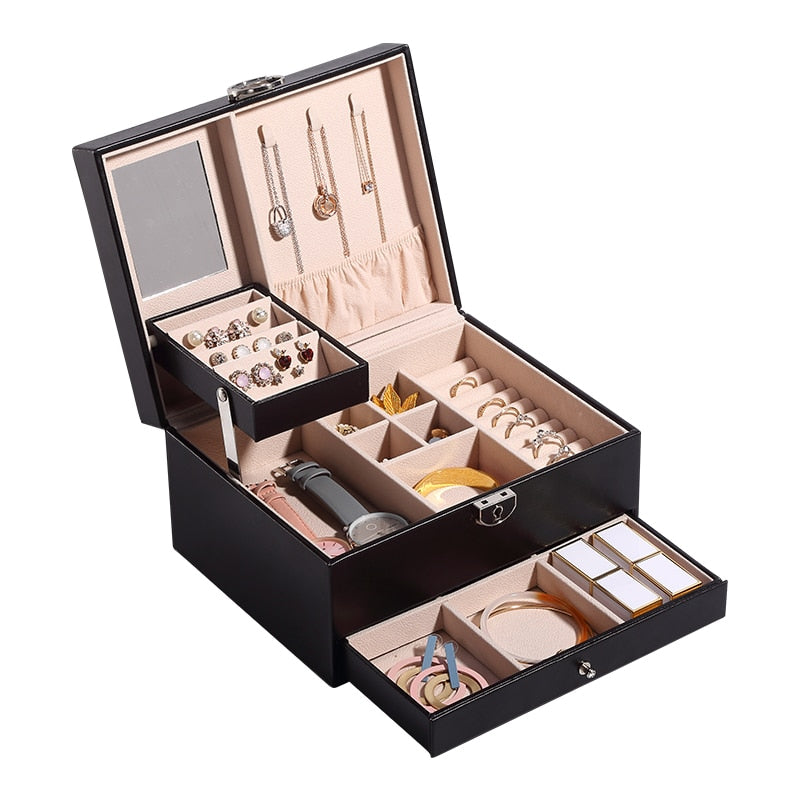 Schmuckschatulle aus Leder mit Mini-Reise-Aufbewahrungsbox