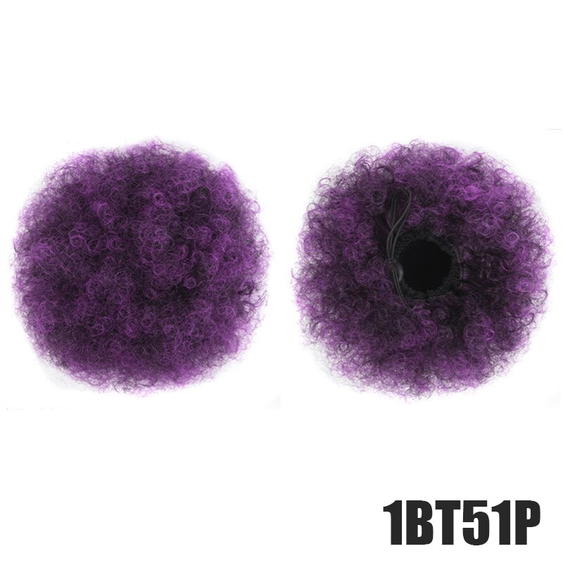 Synthetische Puff Afro Lockig Chignon Perücke Pferdeschwanz Kordel Kurz Afro