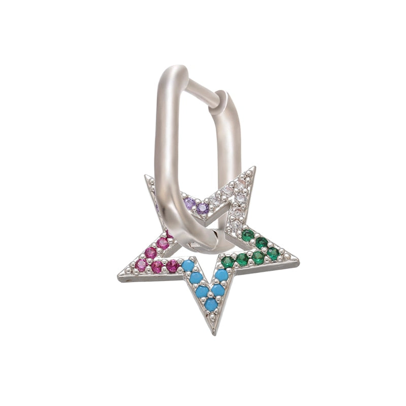 1 stück CZ kristall kleine creolen Exquisite Gold Farbe Stern-Herz, nette Damen Ohrringe für Geschenke