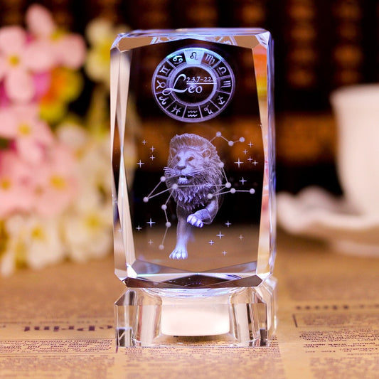 3D Sternzeichen Stern Kristallwürfel, Lasergravur Glasblock Figuren Miniaturen Handwerk Home Decor Geburtstag Geschenk