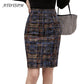 Eleganter, karierter, bedruckter lässiger Rock für Damen, hohe Taille, Stretch-Paket, Hüfte, Bleistiftröcke, Übergröße