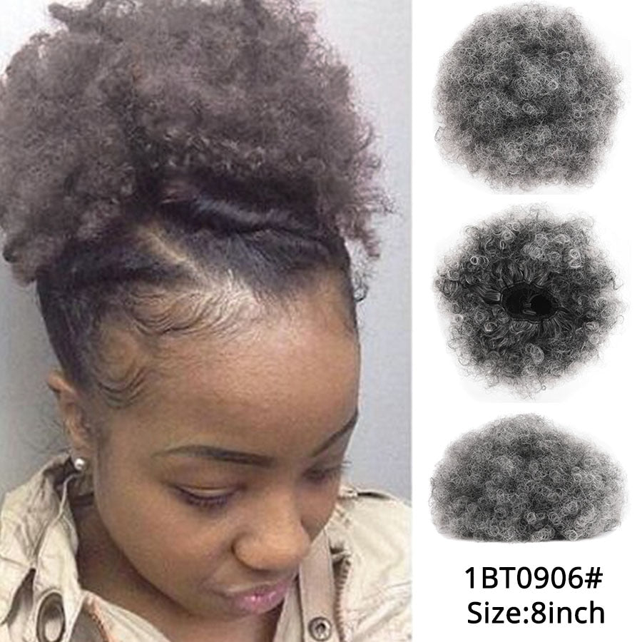 Alileader Synthetische Haarknoten, Afro Kordelzug Pferdeschwanz Flauschige, Afro Puff Haarknoten, Clips im Haarschwanz Pferdeschwanz Zubehör 1St