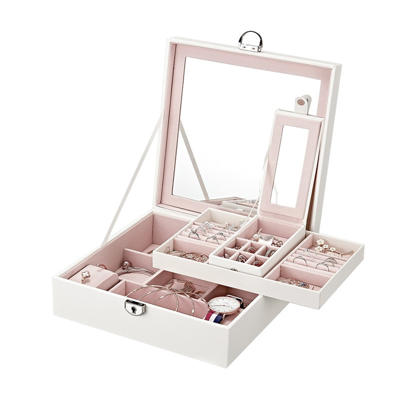 Casegrace Multi-Layer Jewelry Box Organizer, Samt-Aufbewahrungsbox für Uhren, Ohrringe & Halsketten