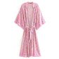 Langes Kimono Hemd mit Blumendruck