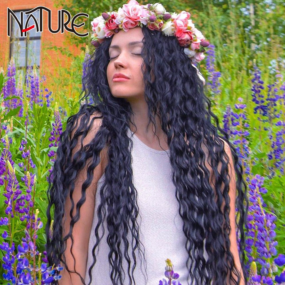7 Stück / Lot Curly Hair Bundles mit Verschluss, Synthetische Hair-extensions