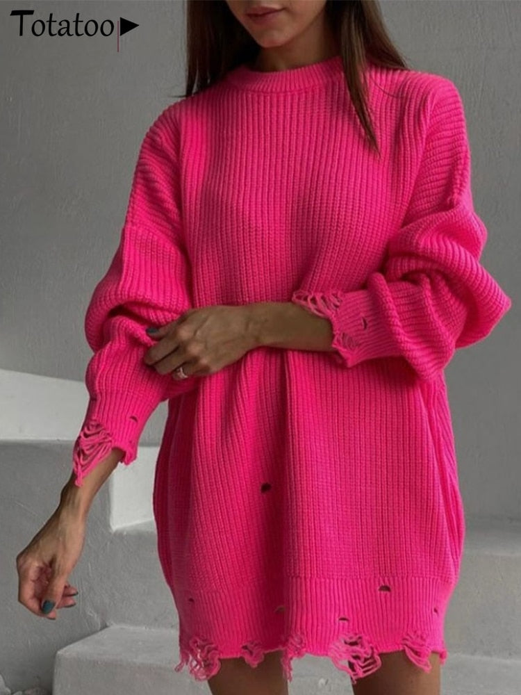 Damen Rollkragen-Strickpullover, Figurbetontes Pulloverkleid