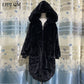 Übergroßer Winter Kunstpelz Mantel für Frauen, Kapuzenjacke