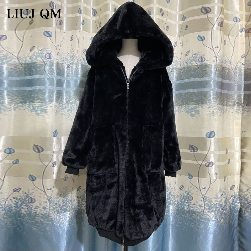 Übergroßer Winter Kunstpelz Mantel für Frauen, Kapuzenjacke
