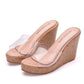 Crystal Queen Frauen Nude Casual Sandalen, Transparente High Heels Party Daily Pumps Schuhe