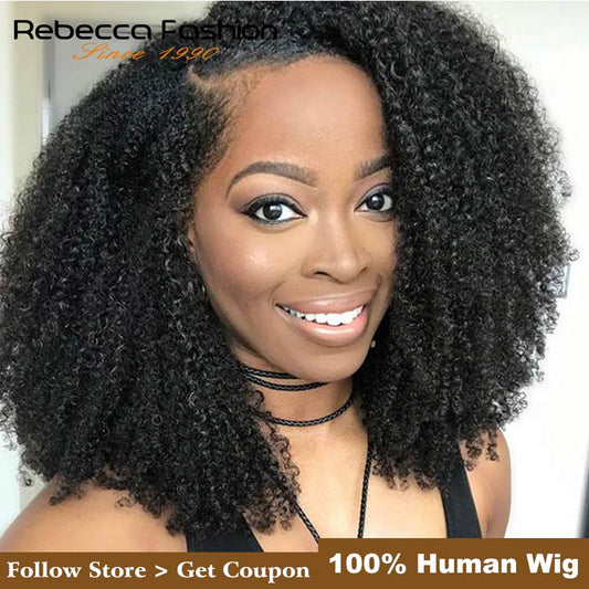 Rebecca Lace Front Short Bob Perücken Afro Kinky Curly Echthaarperücken, brasilianischen Human Lace Perücke