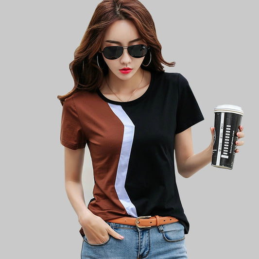 Damen Tops 2023 Kühlen Kurzarm Shirt Koreanischen Stil, Casual Nähte Weibliches Hemd