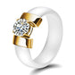 6mm Weiß Schwarz Keramik Ringe Plus Cubic Zirkonia für Frauen, Gold Farbe Edelstahl, Frauen Hochzeit Ring Verlobungsschmuck