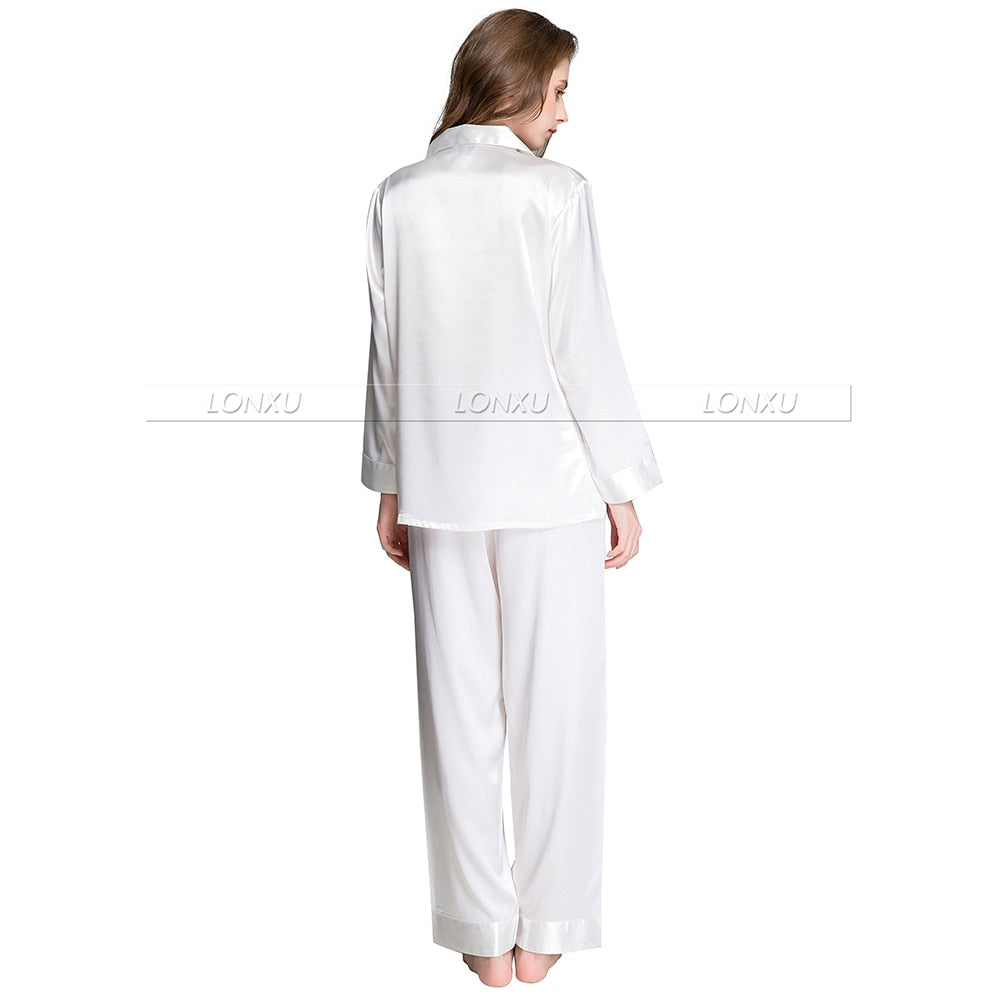 Damen Seidensatin Pyjama Set, Nachtwäsche Loungewear S, M, L, XL, 2XL, 3XL Plus Solid__Fit All Seasons