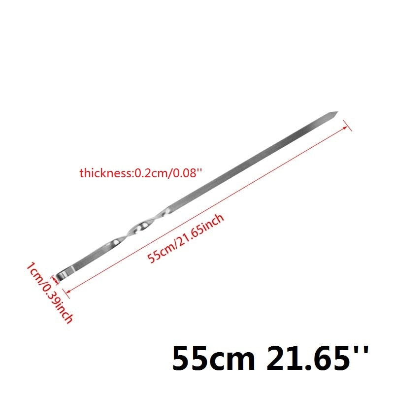 55CM Edelstahl-Grillspieß-Sticks BBQ-Gabel-Set Kabob-Spieße mit langem Griff