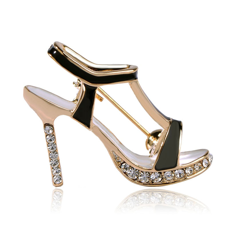 Brosche Crystal High Heels Schuhe,  Red Emaille Sandalen Broschen