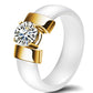 6mm Weiß Schwarz Keramik Ringe Plus Cubic Zirkonia für Frauen, Gold Farbe Edelstahl, Frauen Hochzeit Ring Verlobungsschmuck