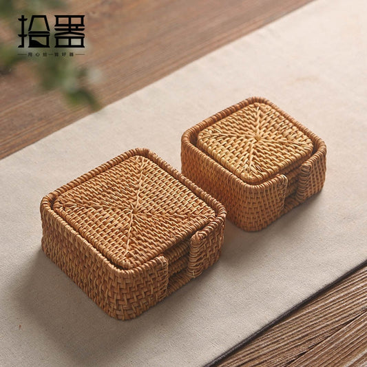 6 teile/los Kreative Untersetzer Set Cup Kissen Kungfu Tee Set, Geschirr Tischset, Dish Mat Rattan