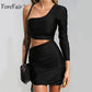Sexy One Shoulder Mini Kleid für Frauen, Unregelmäßig Trägerlos, Party Club Dress