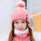 Nackenwarme gestrickte Wintermütze für Frauen, Maske Bonnet Schal-Mütze