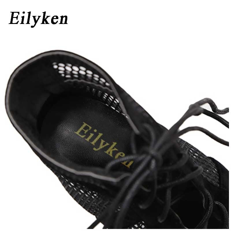 High Heel Eilyken Model 2023 Schwarz, Sommer Sandalen Lace Up