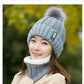 Nackenwarme gestrickte Wintermütze für Frauen, Maske Bonnet Schal-Mütze