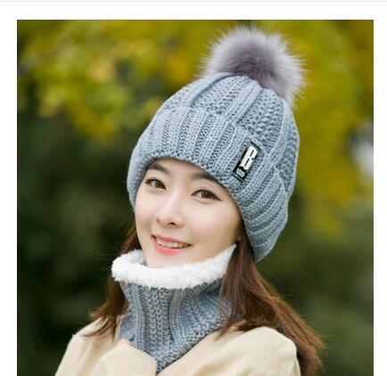 Nackenwarme gestrickte Wintermütze für Frauen, Maske Bonnet Schal-Mütze