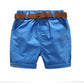 Sommer 3-10 Jahre Baumwolle Marineblau Jungen Kurzhose mit Ledergürtel