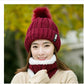 Nackenwarme gestrickte Wintermütze für Frauen, Maske Bonnet Schal-Mütze