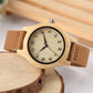 Neuer Stil Natur Bambus FrauenUhren, Kreative Arabische Ziffern Zifferblatt, Minimalistische Damenuhr, Lederband Holz Uhr Geschenk
