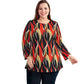 Stripe Print Tshirt Damen elegante böhmische Orange O-Hals, drei Viertel Ärmel lose Top-Shirts