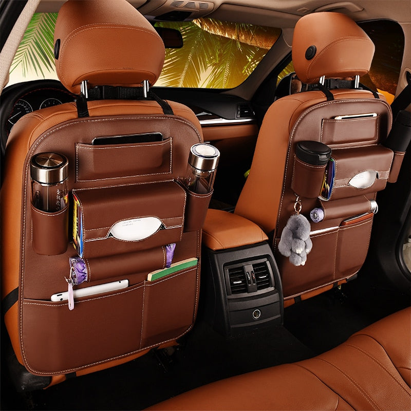 Leder Autositz Zurück-Aufbewahrungstasche, Universal Auto Rücksitz Organizer, Hängetaschen kindersitz Multifunktions aufbewahrungsbox