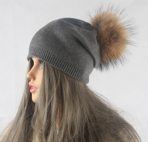 Frauen Wolle gestrickte Skullies Mützen, Lässige weibliche Kaschmirmütze
