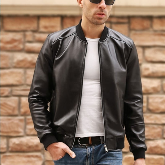 Große Größe 5XL Herren Echtleder Bomberjacke, Fliegerjacke Schwarz Aviator Pilotenmäntel