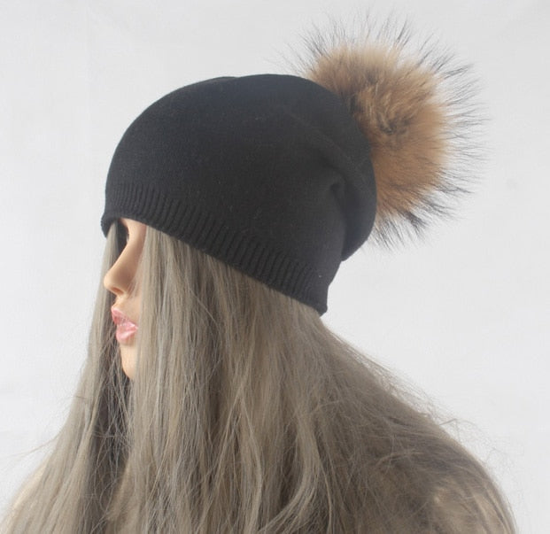 Frauen Wolle gestrickte Skullies Mützen, Lässige weibliche Kaschmirmütze
