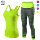 Damen Sport Running Cropped Top, 3/4 Leggings Gym Trainning Set