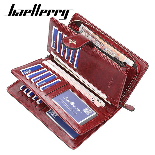 Große Damen Leder Geldbörsen, Aushöhlen Lange Brieftasche, Kartehalter & Brieftasche für Frauen