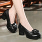 Dame Handgemachte High Heels Slip, Blumenmuster aus Echtem Leder