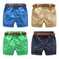 Sommer 3-10 Jahre Baumwolle Marineblau Jungen Kurzhose mit Ledergürtel