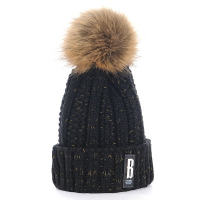 Nackenwarme gestrickte Wintermütze für Frauen, Maske Bonnet Schal-Mütze
