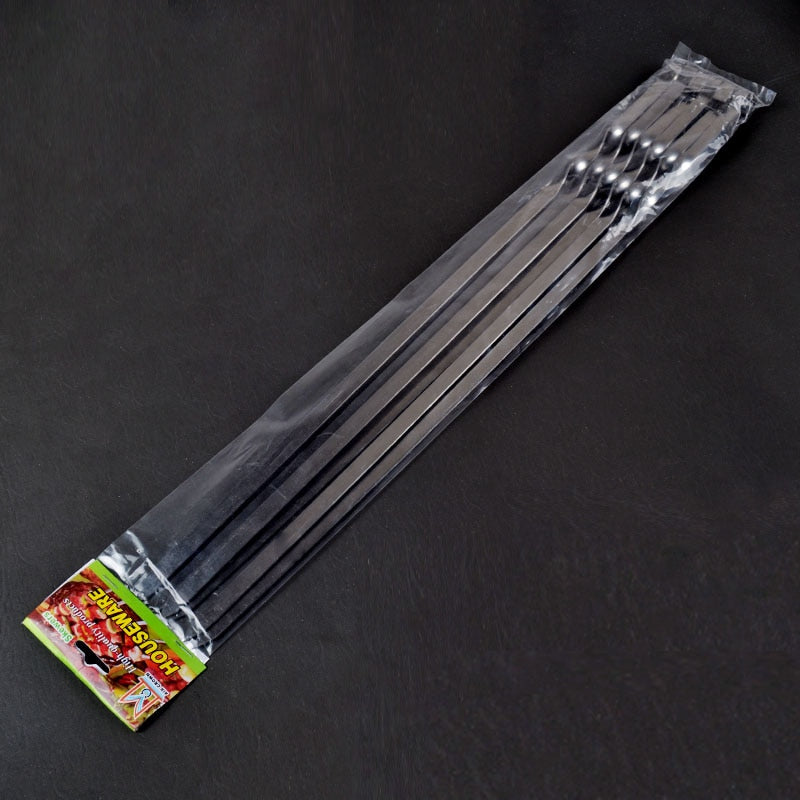 55CM Edelstahl-Grillspieß-Sticks BBQ-Gabel-Set Kabob-Spieße mit langem Griff