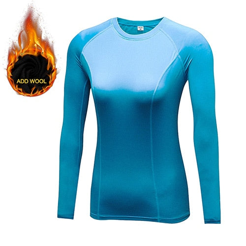 15% Elasthan Add Wool Damen-Fitness T-Shirt, Langarm  Workout Bluse