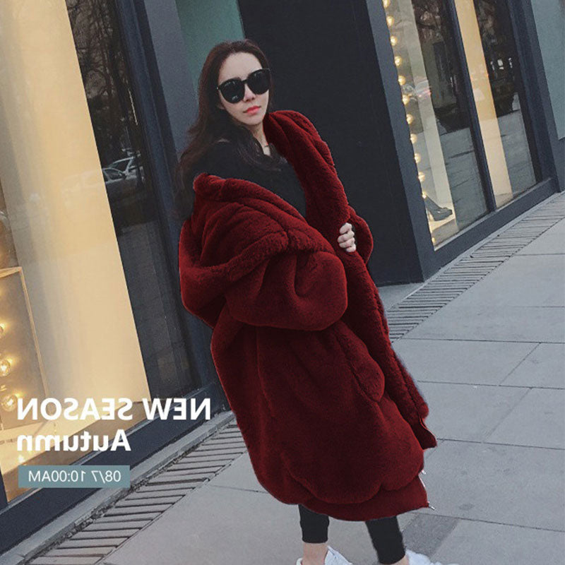 Übergroßer Winter Kunstpelz Mantel für Frauen, Kapuzenjacke