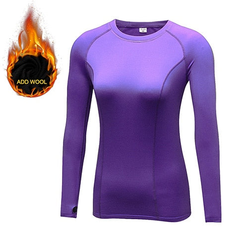 15% Elasthan Add Wool Damen-Fitness T-Shirt, Langarm  Workout Bluse
