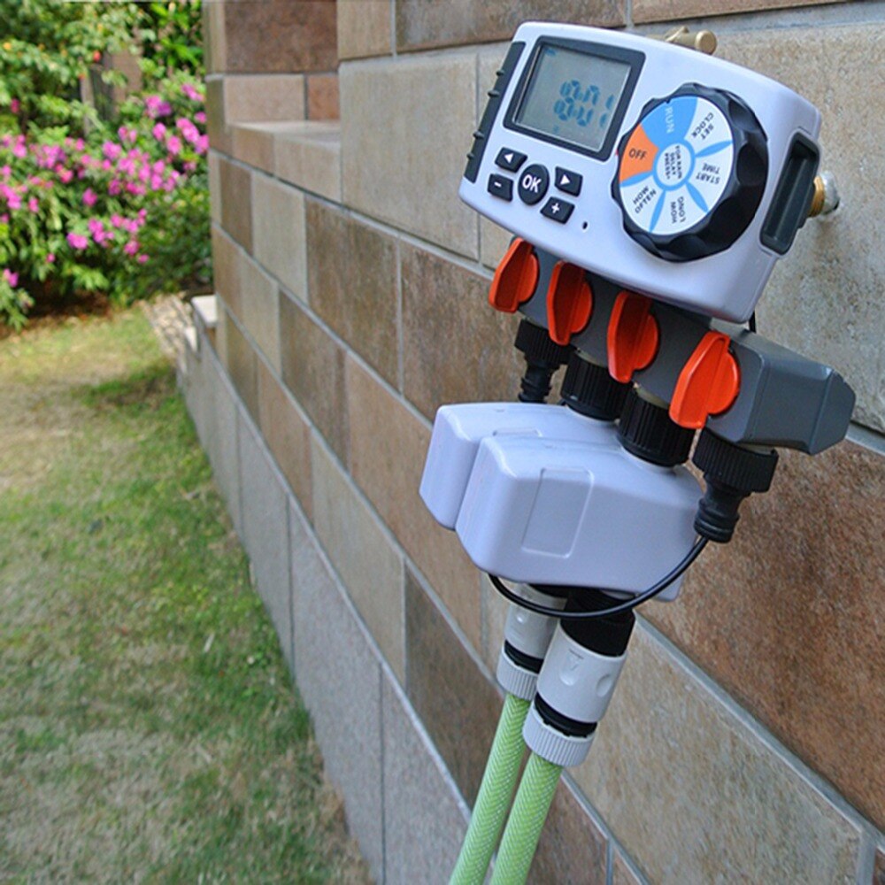 Aqualin Automatisches 4-Zonen-Bewässerungssystem, Bewässerungstimer, Gartenbewässerungs-Timer
