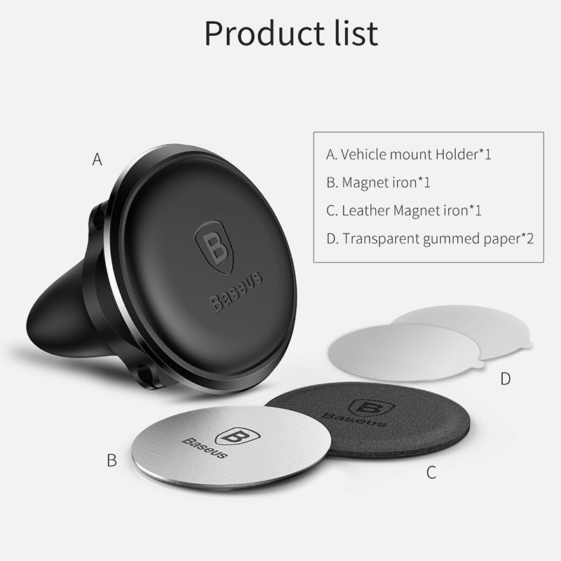 Baseus Magnetischer Autotelefonhalter mit 360° Rotation, Handyhalter-Ständer mit Kabelclip im Auto