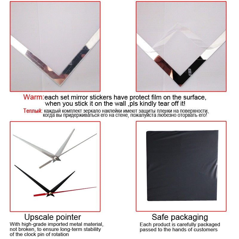 Geometrische wanduhren, spiegel acryl quarz wanduhr mit sterne und schmetterling-Deko