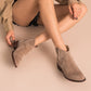BeauToday Stiefeletten Damen Top Qualität Kuh Wildleder Reißverschluss, Herbst Mode Dame, Echtes Lederschuhe, Handarbeit