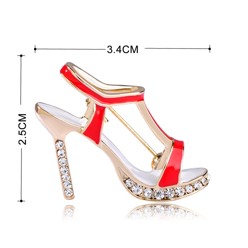 Brosche Crystal High Heels Schuhe,  Red Emaille Sandalen Broschen