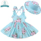 Baby Mädchen Kleid mit Hut und Blumendruck, Partykleid